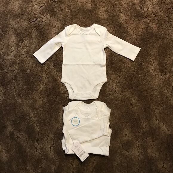 NWT Carter’s Set of 3 White Girl's Long Sleeve Bodysuits (3 Months) - Picture 2 of 16